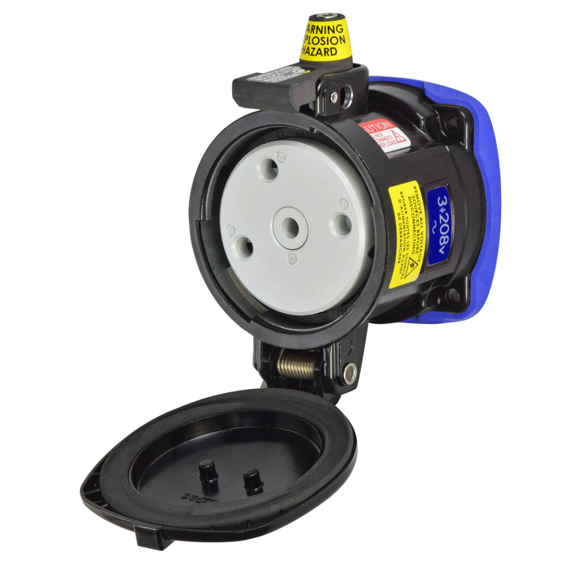 36-64233-C-K16-HAZ - DS100C RECEPTACLE METAL BLACK SIZE 4 TYPE 4X 3P+G 100A 208 VAC 60 Hz NO AUX